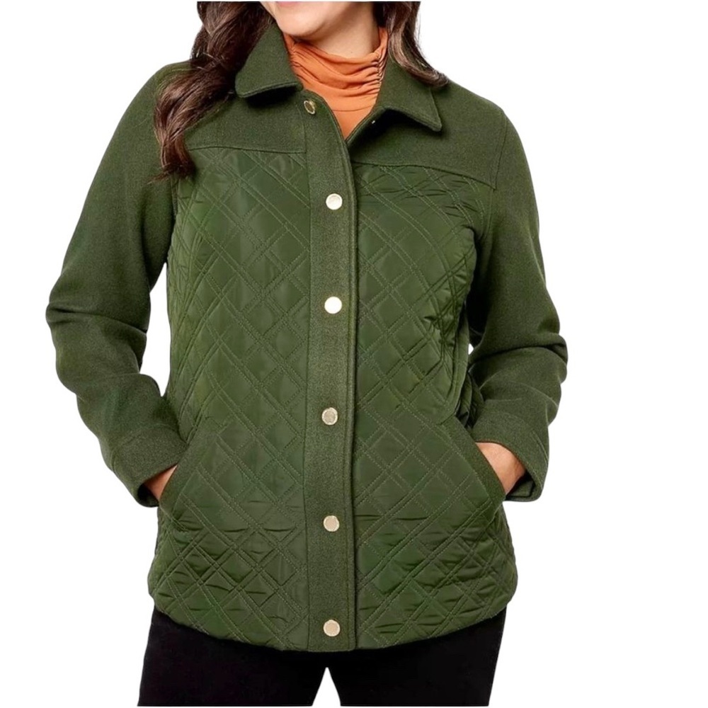Isaac MizrahiLive Estate Green Quilted Women's Jacket Size 1X